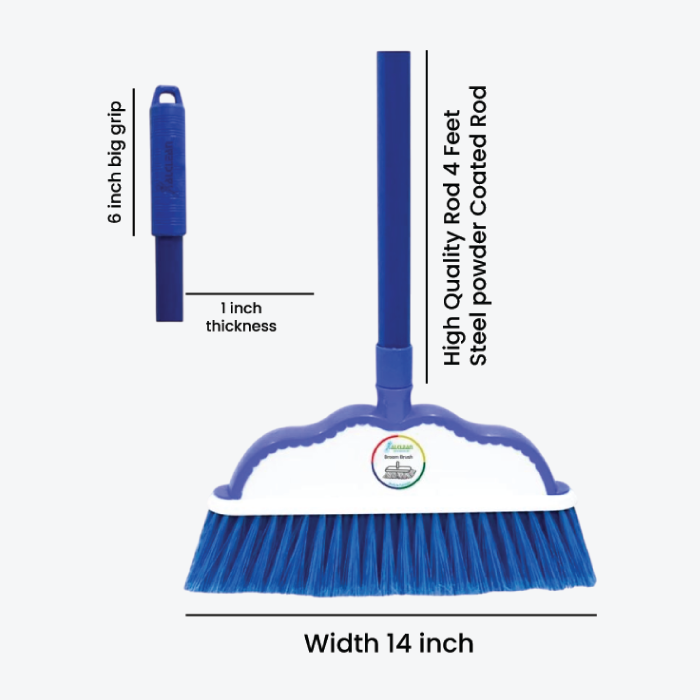 3/4 High quality broom set with 4 feet steel powder coated rod.